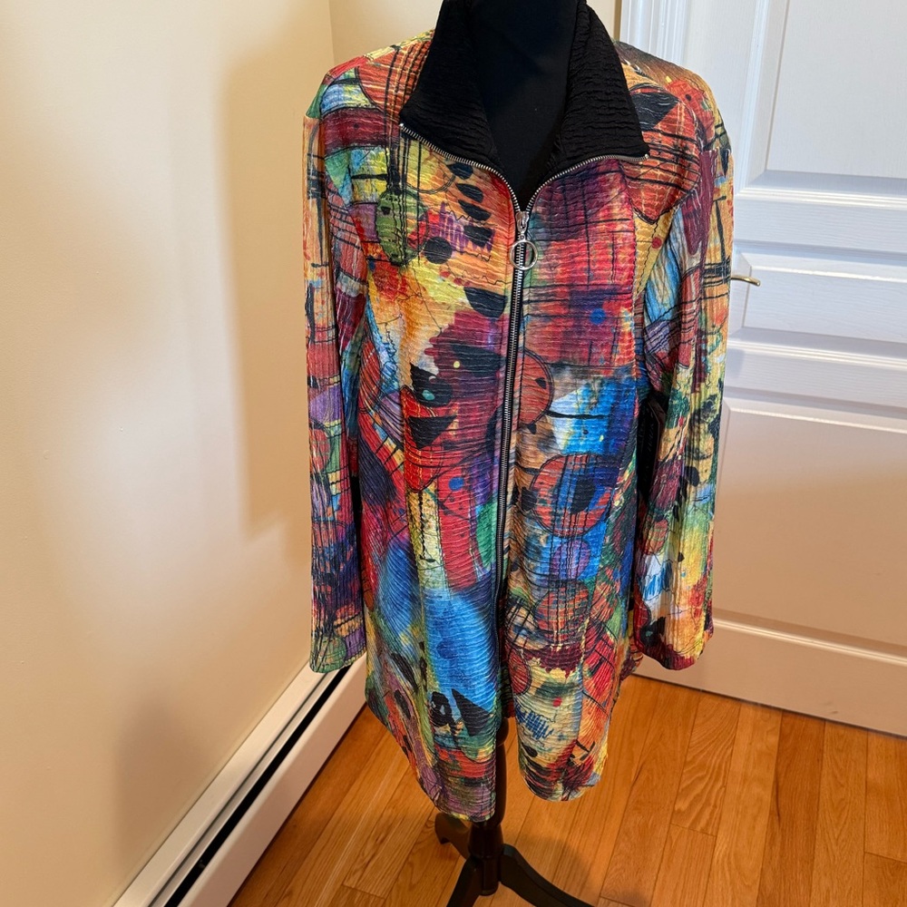 Talk of the Walk Multicolor Abstract Trench Coat NWT XL